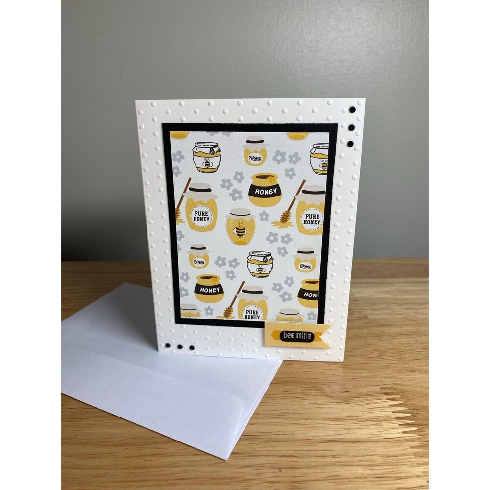 Bee & Honey Greeting Card – Handmade A2 Card – Bee Mine Anniversary Blank Card